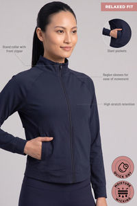 Zelocity Quick Dry Relaxed Fit Gym & Training Jacket - Dark Navy — thumbnail 6